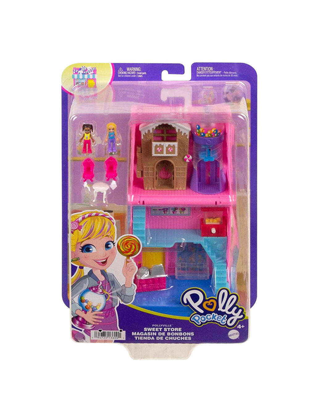 Polly Pocket Renksiz Pollyville Tatlı Mağazası Bebekleri ve Oyun Seti HNB03