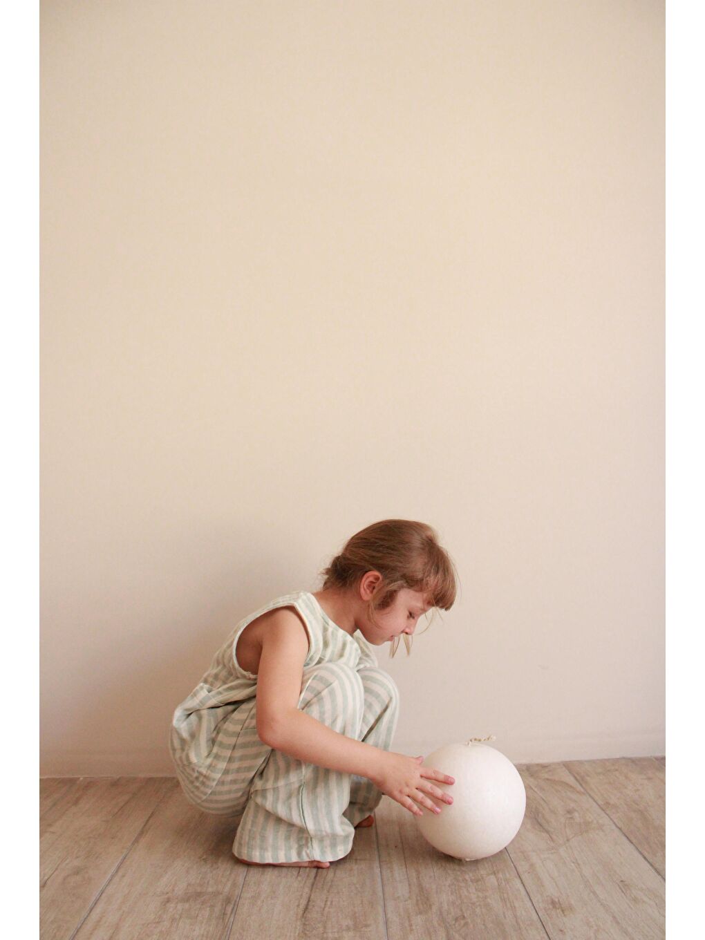 Yeşil Çizgili Asimetrik Cepli Müslin Takım-5