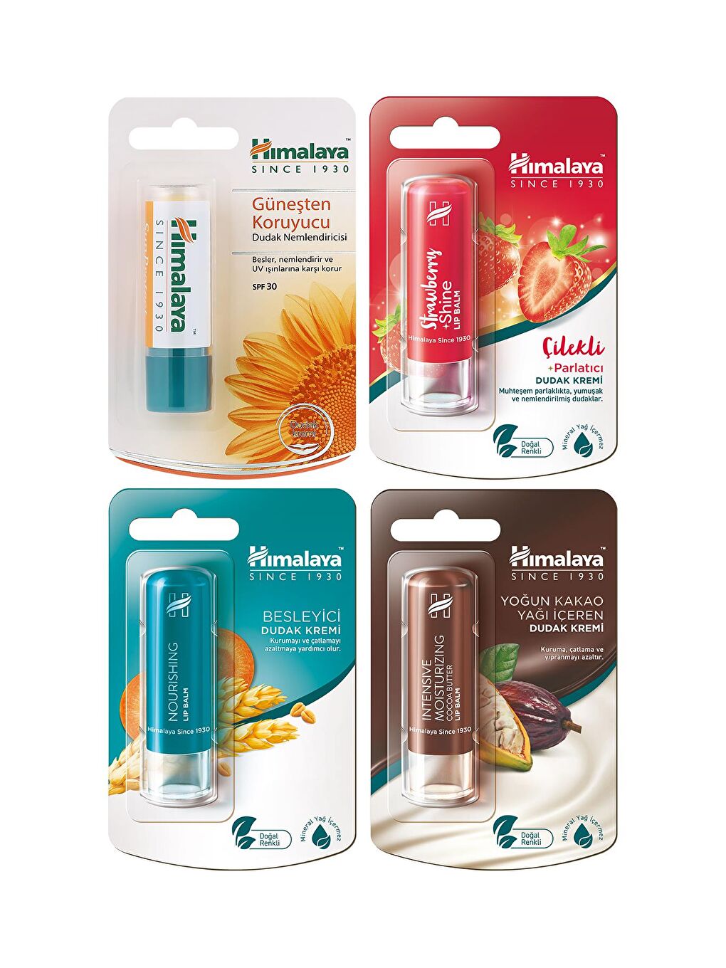 Yoğun Nemlendirici Besleyici Güneş Koruyucu Parlatıcı Dudak Kremi Lip Balm 4,5 gr 4 Adet
