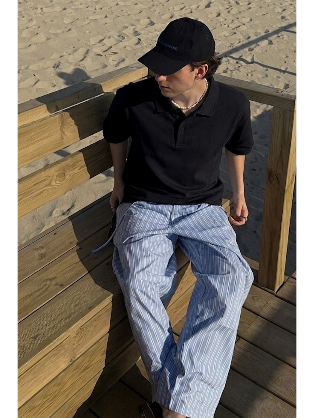 Erkek Casual Rahat Siyah Polo Yaka Tişört