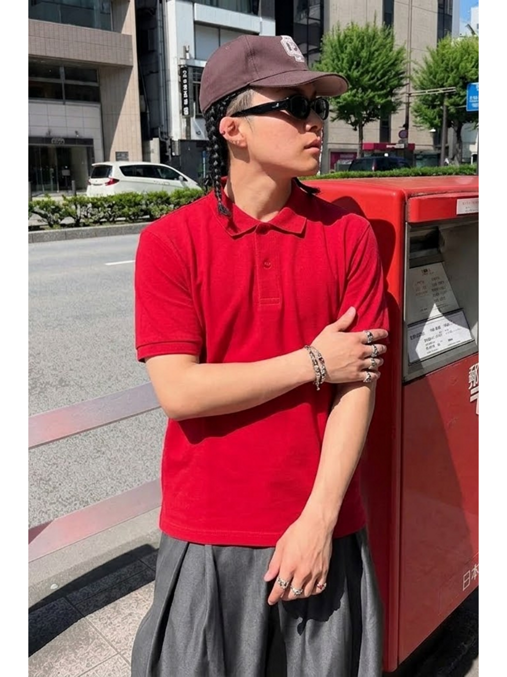 Erkek Straight Fit Kırmızı Polo Yaka Tişört-1