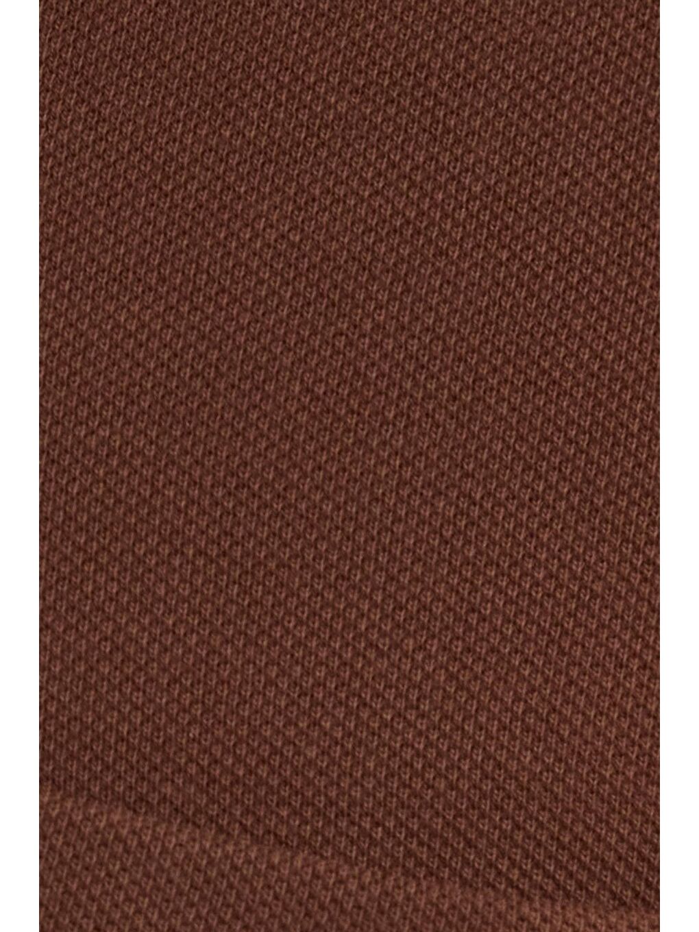 Erkek Regular Fit Klasik Kesim %100 Pamuk Düz Pike Koyu Kahverengi Polo Yaka Tişört-5