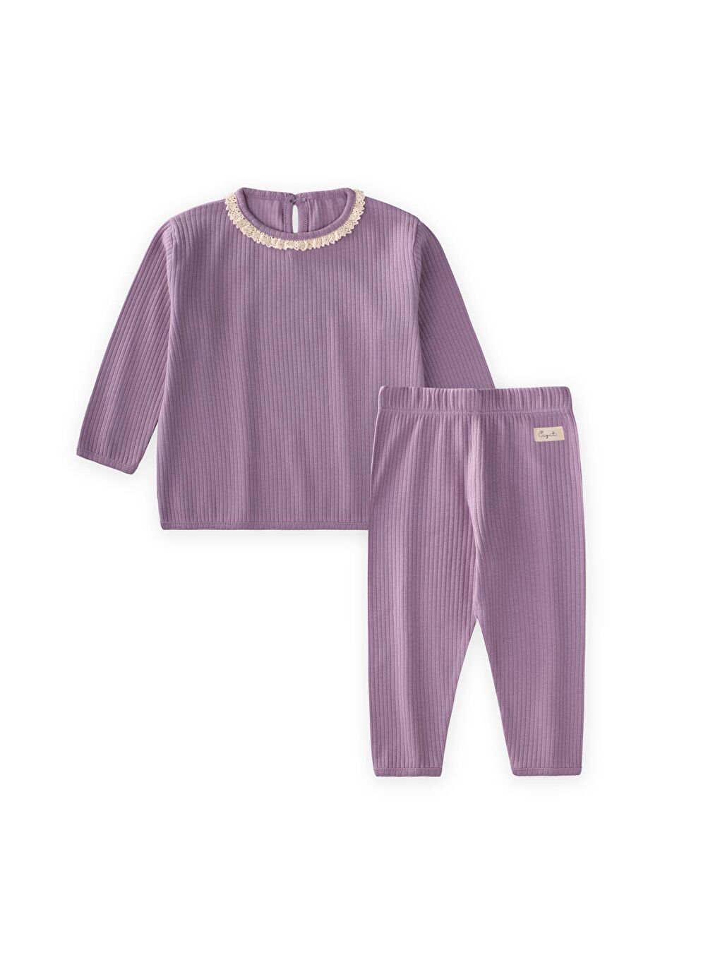 Mor Dantelli Uzun Kollu Mevsimlik Takım 0-3 Yaş Leylak