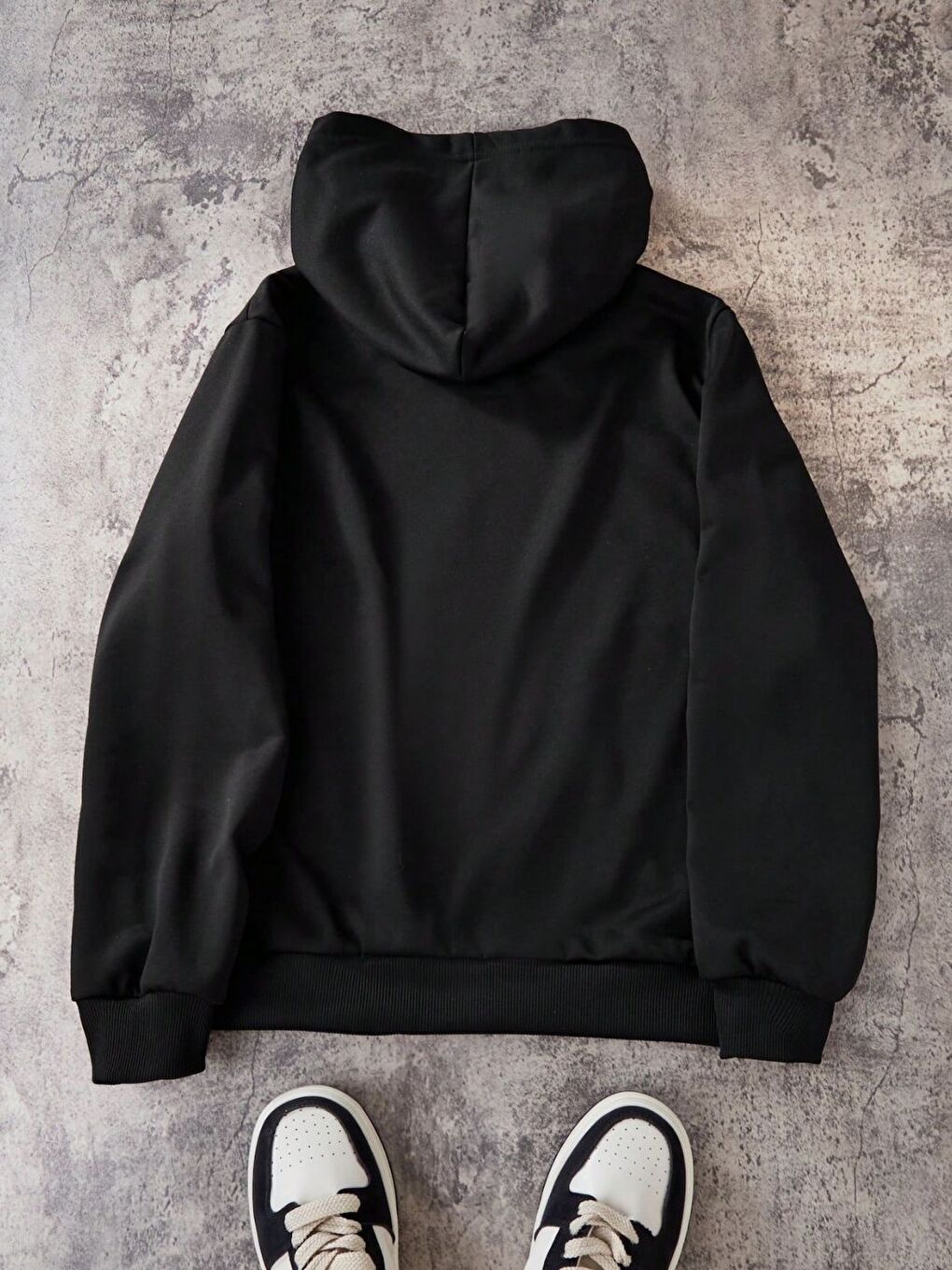 Siyah Gooooool Baskılı Oversize Kapüşonlu Sweatshirt-1