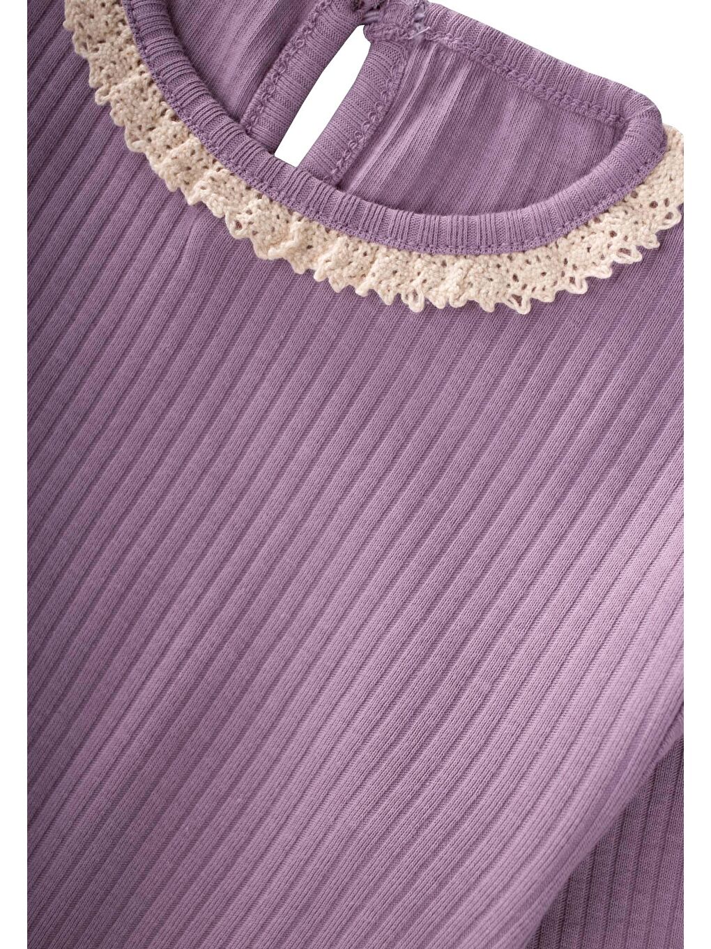 Mor Dantelli Uzun Kollu Mevsimlik Takım 0-3 Yaş Leylak-2