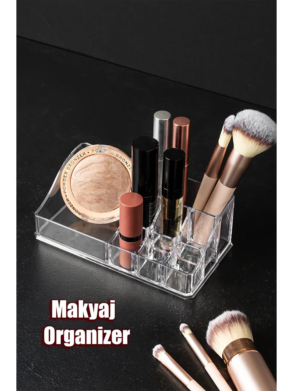 Renksiz Ak-499 8 Bölmeli Düzenleyici Piramit Organizer-1