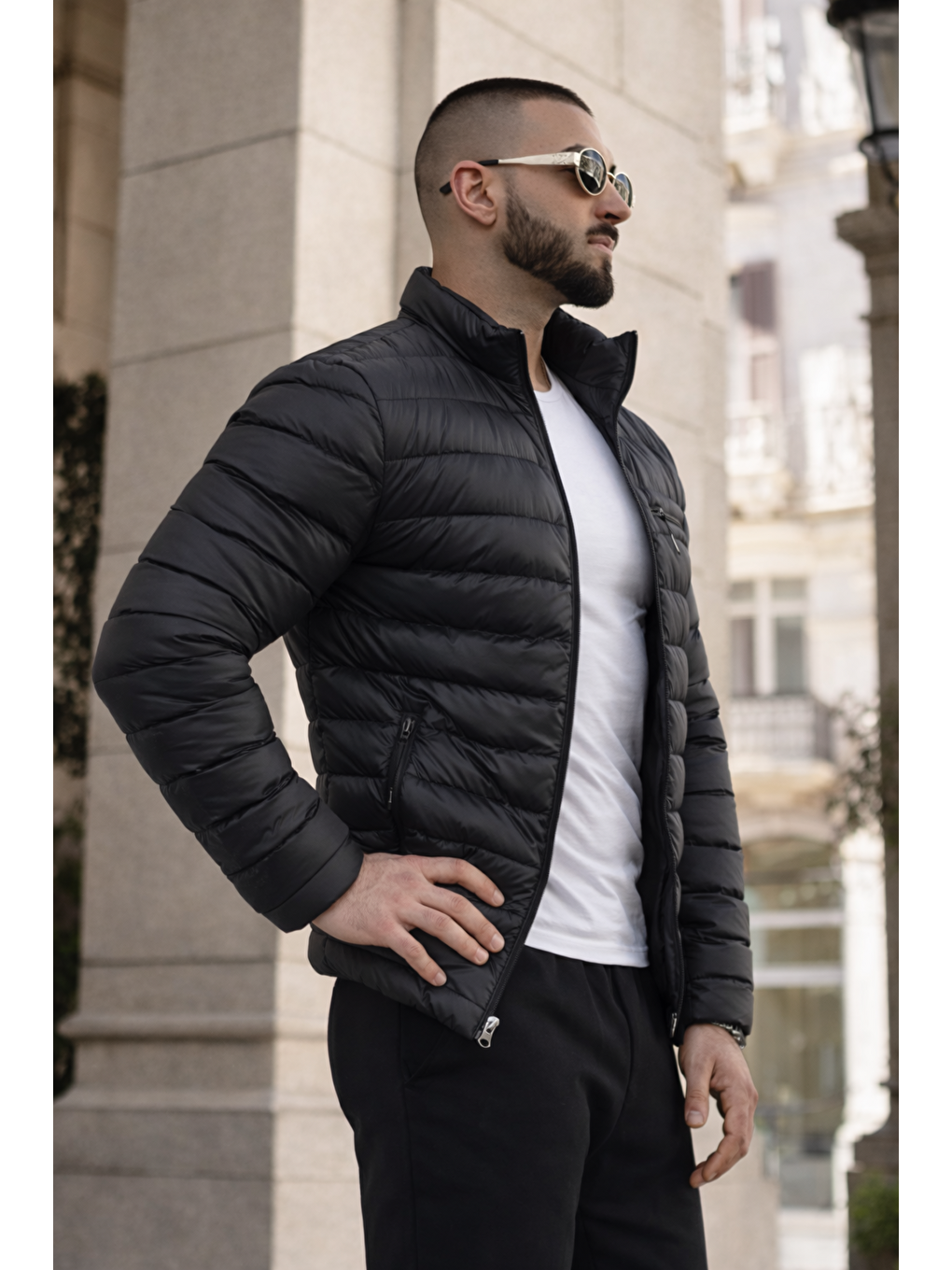 Erkek Günlük Cepli Basic Astarlı Siyah Şişme Mont-4