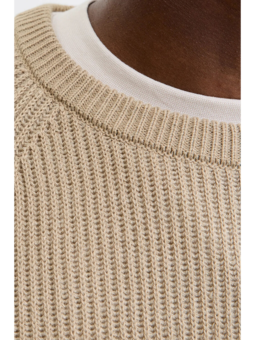 Bej Jjpannel Pamuk Karışım Regular Fit Bisiklet Yaka Kazak 12278916-3