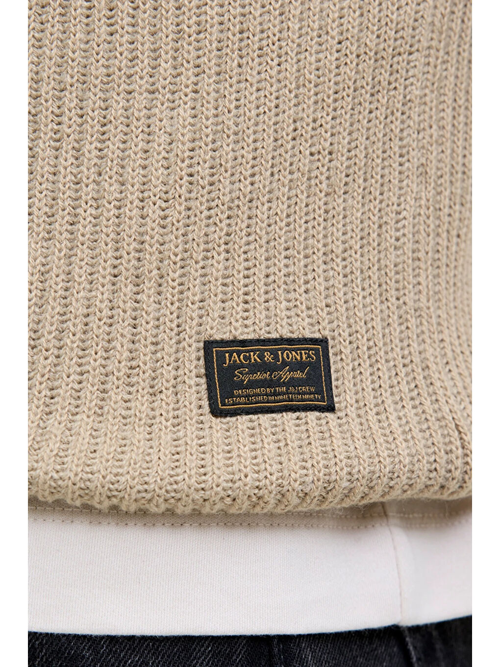 Bej Jjpannel Pamuk Karışım Regular Fit Bisiklet Yaka Kazak 12278916-4