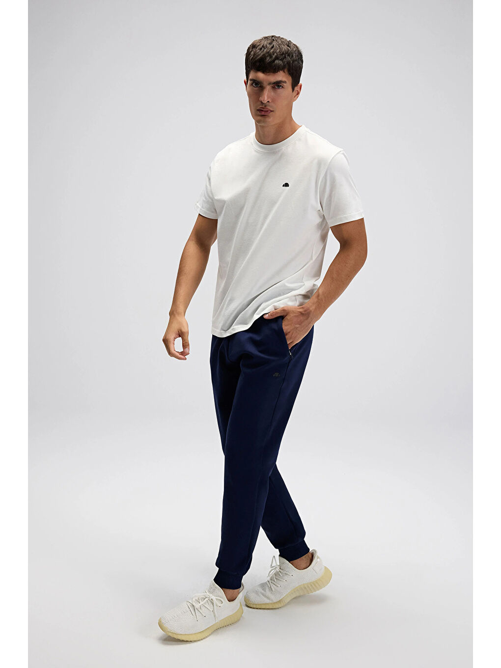 Lacivert Pamuklu Regular Fit Normal Bel Ribanalı Paça Eşofman Altı EM531-NV-2