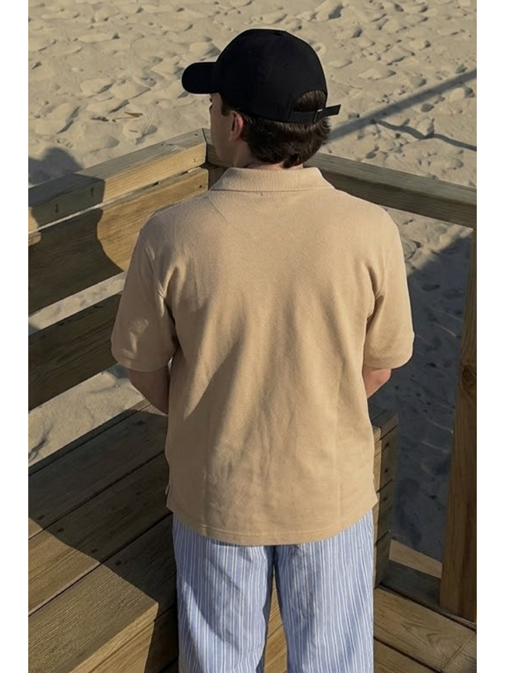 Ekru Erkek Casual Rahat Krem Polo Yaka Tişört-2