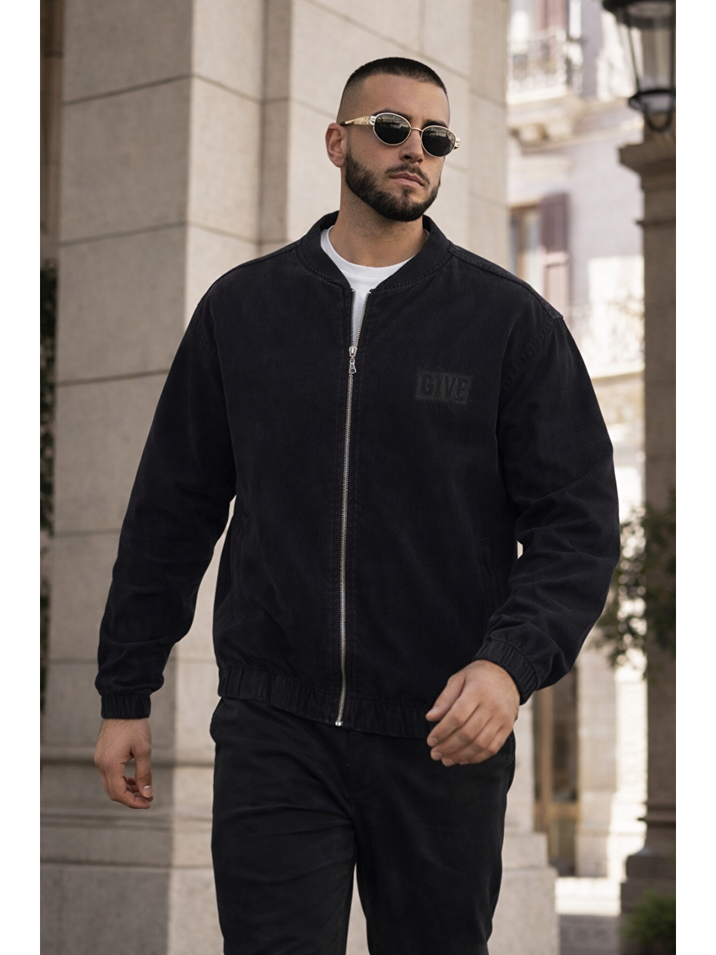 Erkek Günlük Fermuarlı %100 Pamuk Siyah Bomber Jean Ceket-2