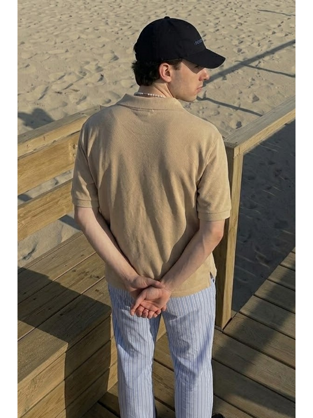 Ekru Erkek Casual Rahat Krem Polo Yaka Tişört-5