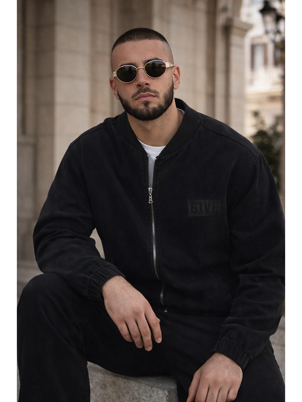 Erkek Günlük Fermuarlı %100 Pamuk Siyah Bomber Jean Ceket-3