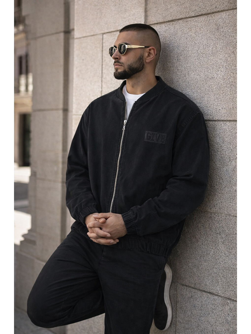 Erkek Günlük Fermuarlı %100 Pamuk Siyah Bomber Jean Ceket-5