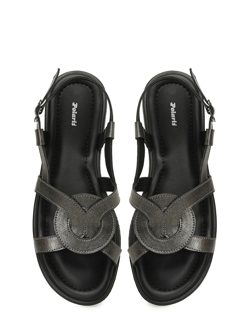 Gri 325053.Z 5FX Gümüş Kadın Düz Sandalet-3