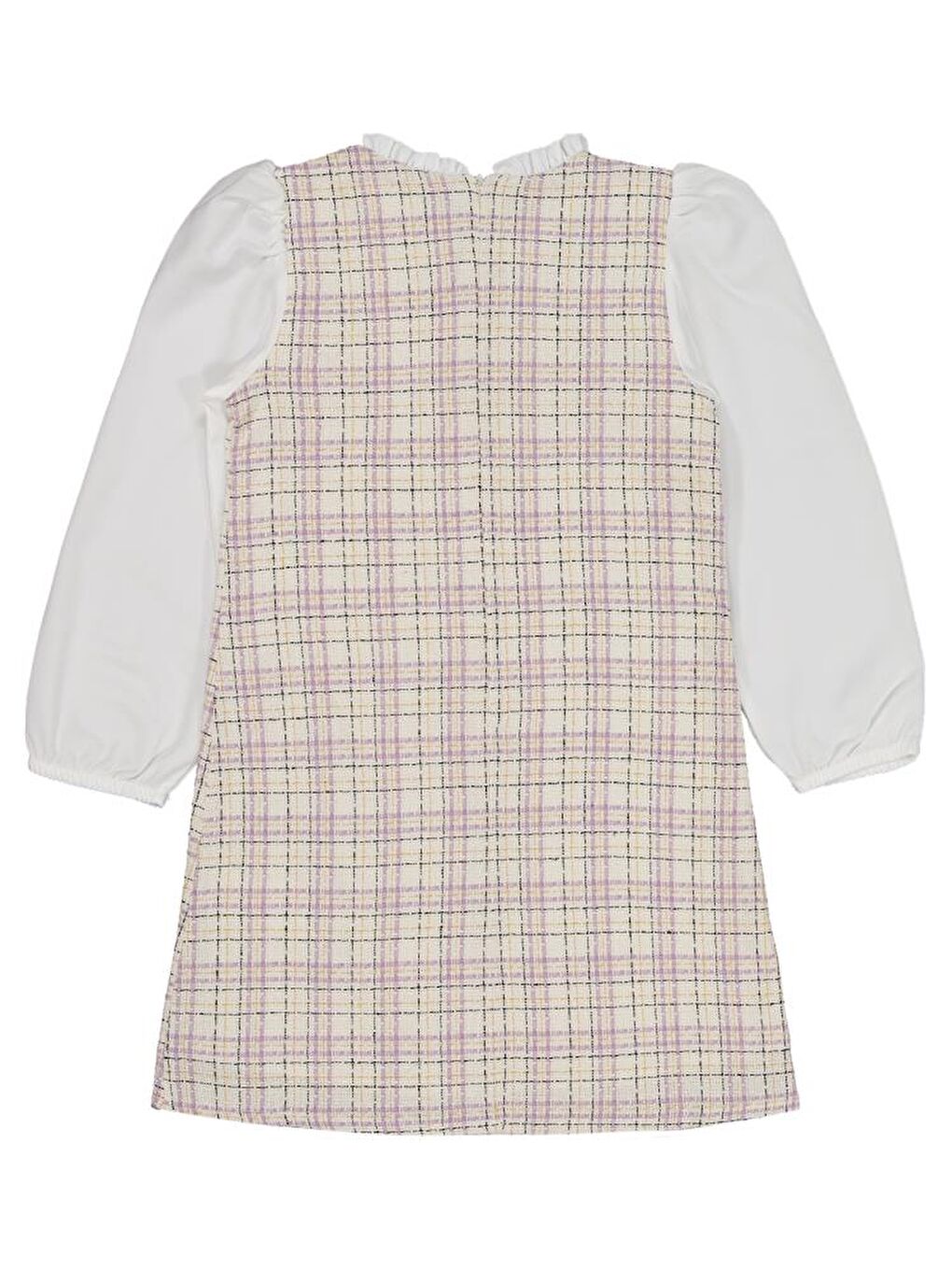 Lila Girls Düğmeli 6-9 Yaş Elbise