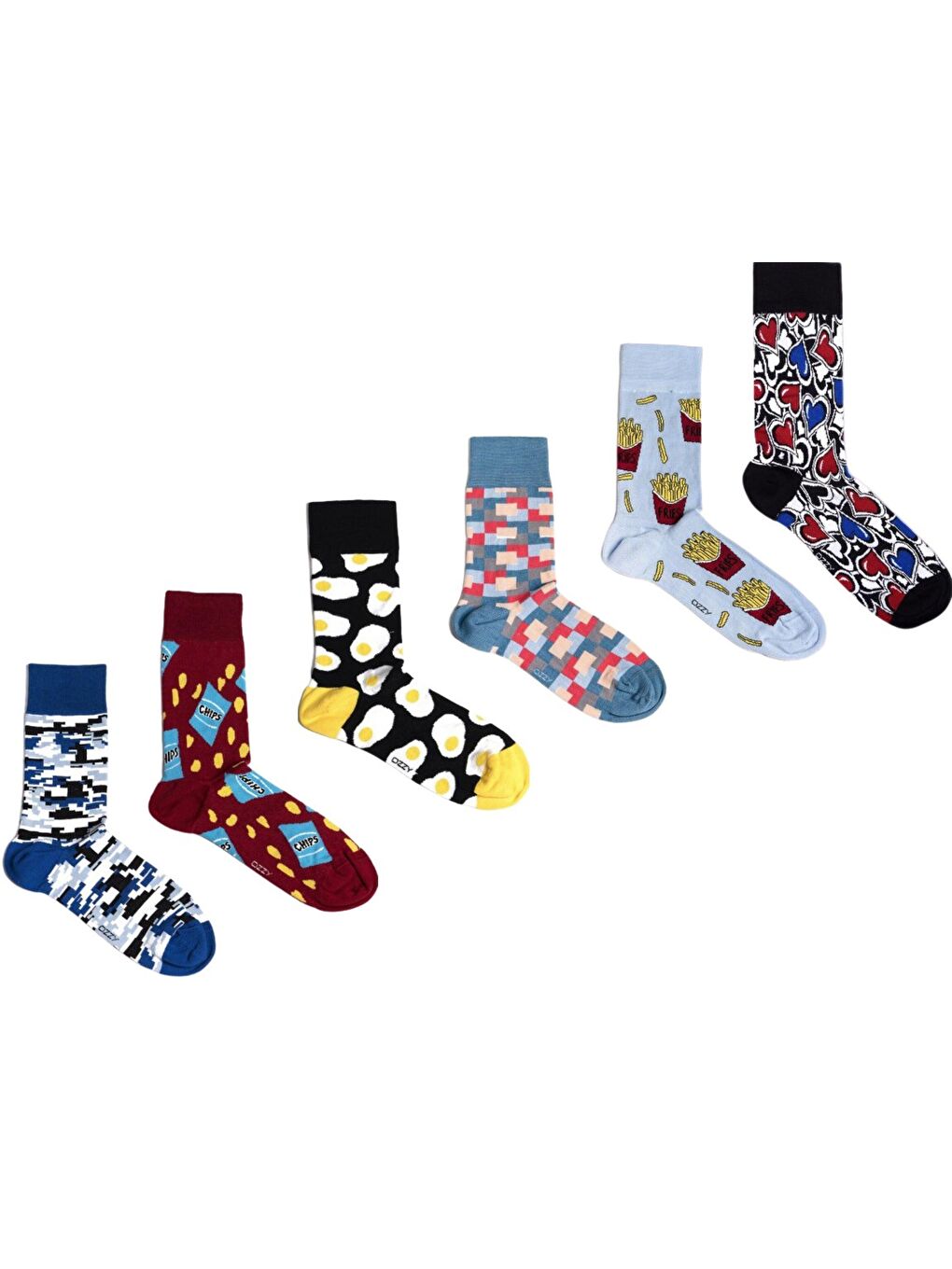 OZZY SOCKS Karışık 6 Çift Organik Pamuklu Dikişsiz Erkek Çok Renkli Desenli Çorap