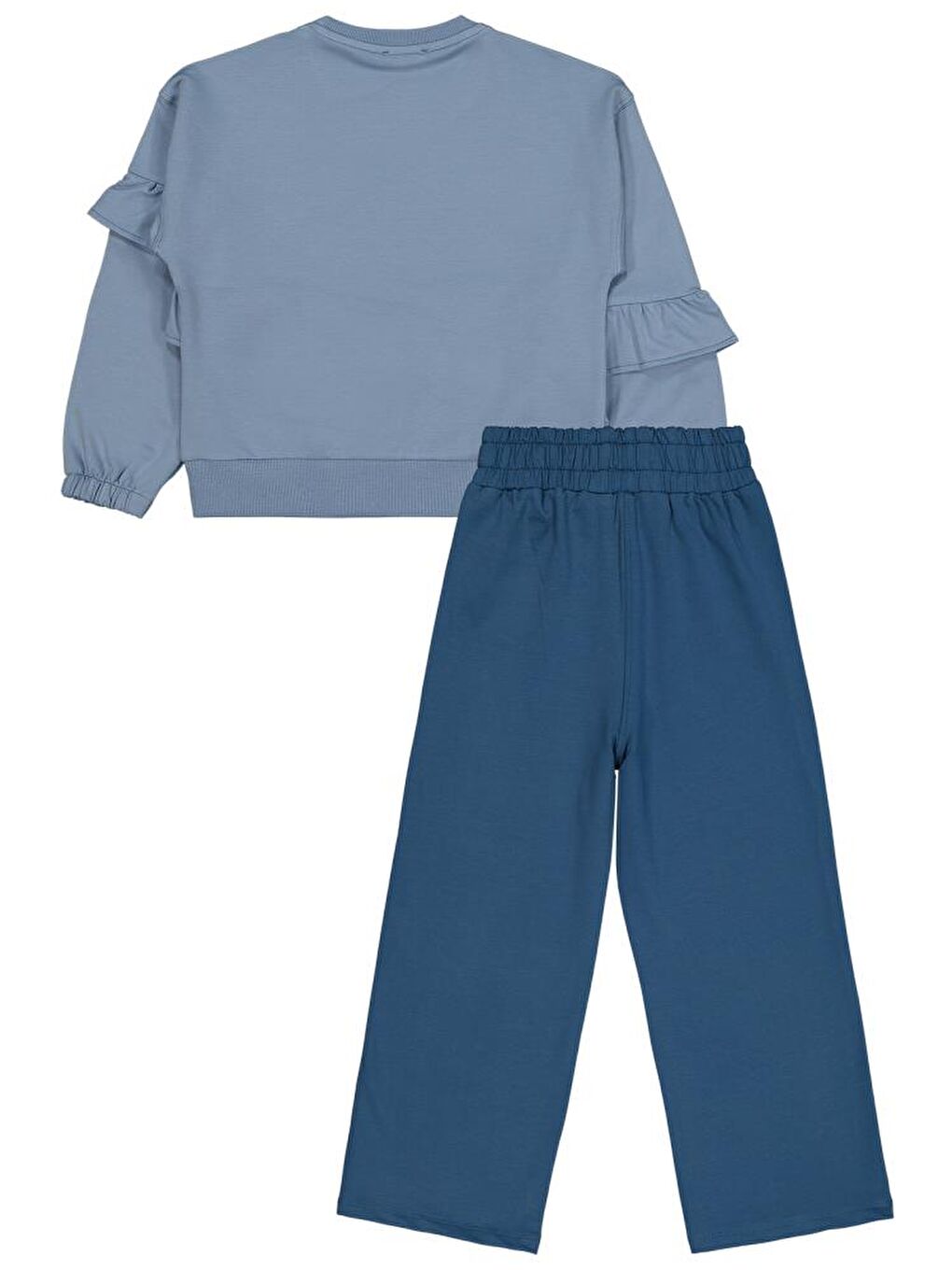 Mavi Girls Önü Fırfırlı 6-9 Yaş Eşofman Takımı-1