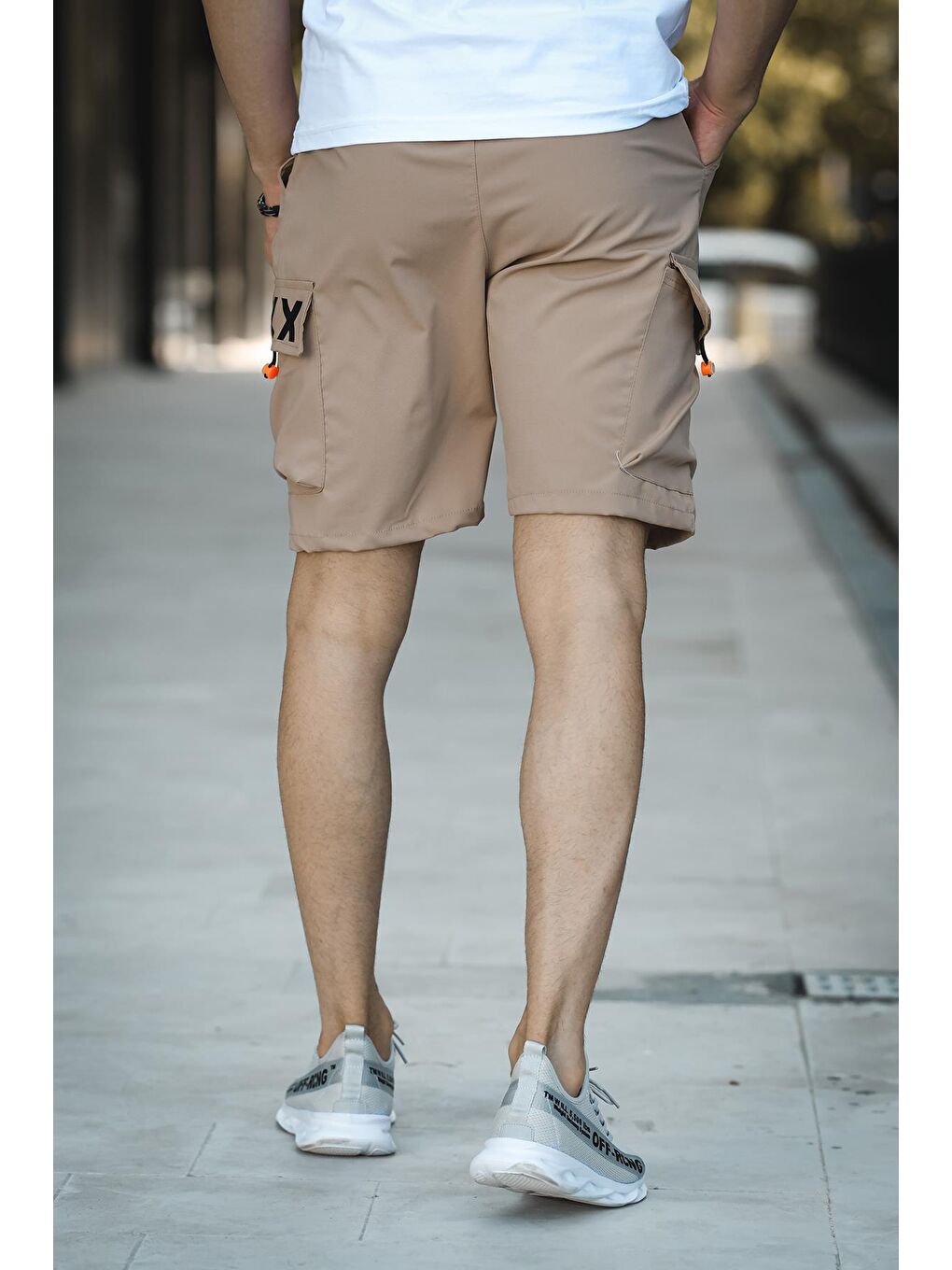 Kahverengi Baskılı Kort Paraşüt Kumaş Kargo Cep Erkek Şort-4
