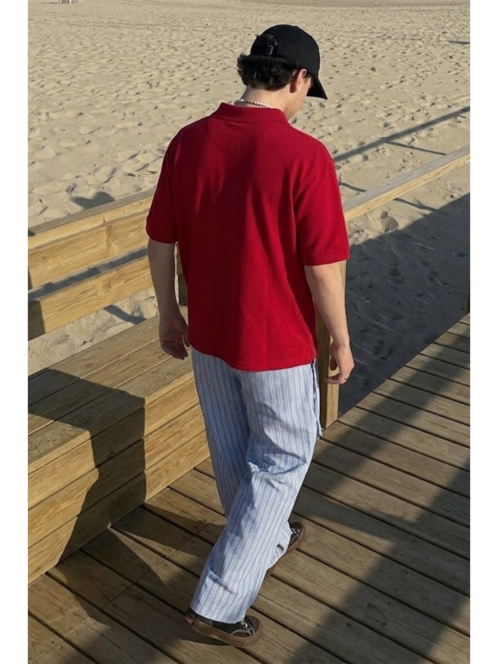Erkek Casual Rahat Kırmızı Polo Yaka Tişört-4