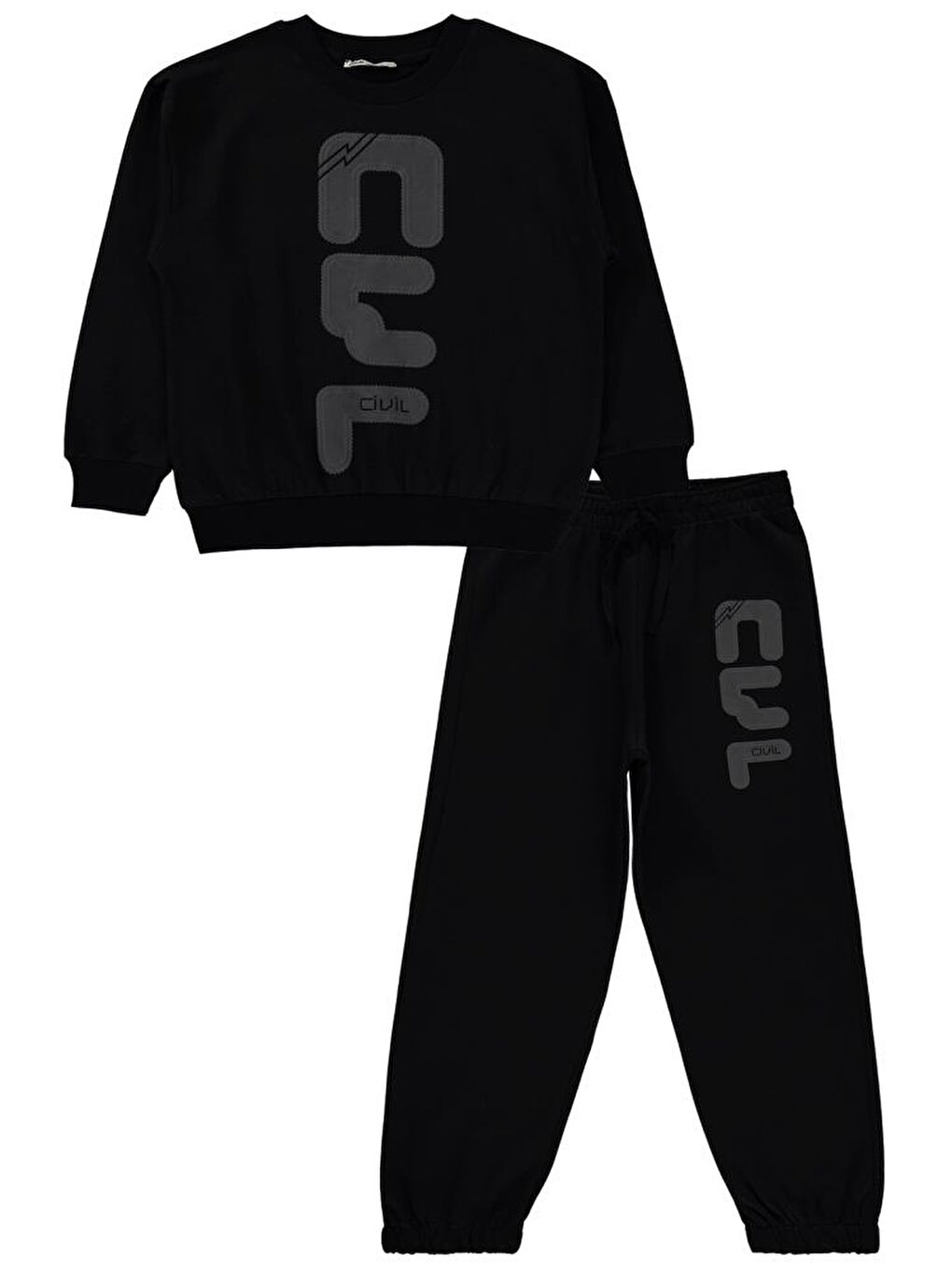 Siyah Boys Cvl Nakışlı 6-9 Yaş Eşofman Takımı