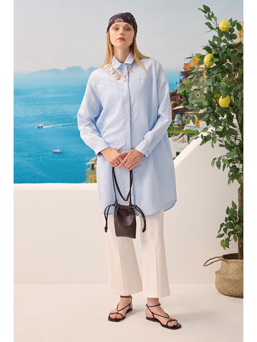 Robası Verev Çizgili Gömlek Açık Mavi-2