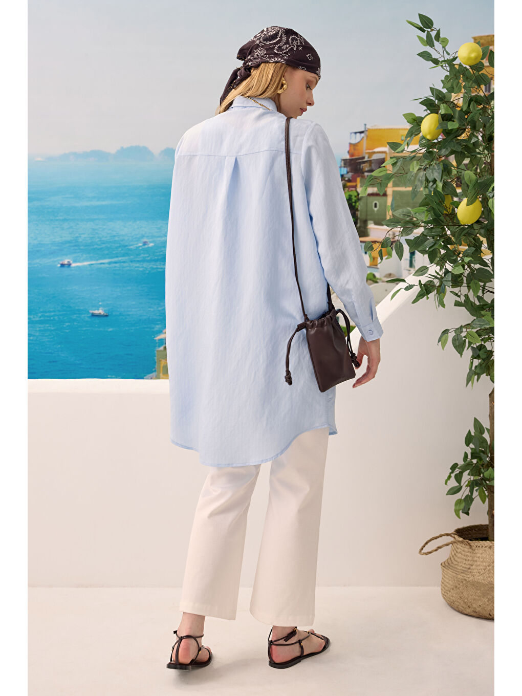 Robası Verev Çizgili Gömlek Açık Mavi-3