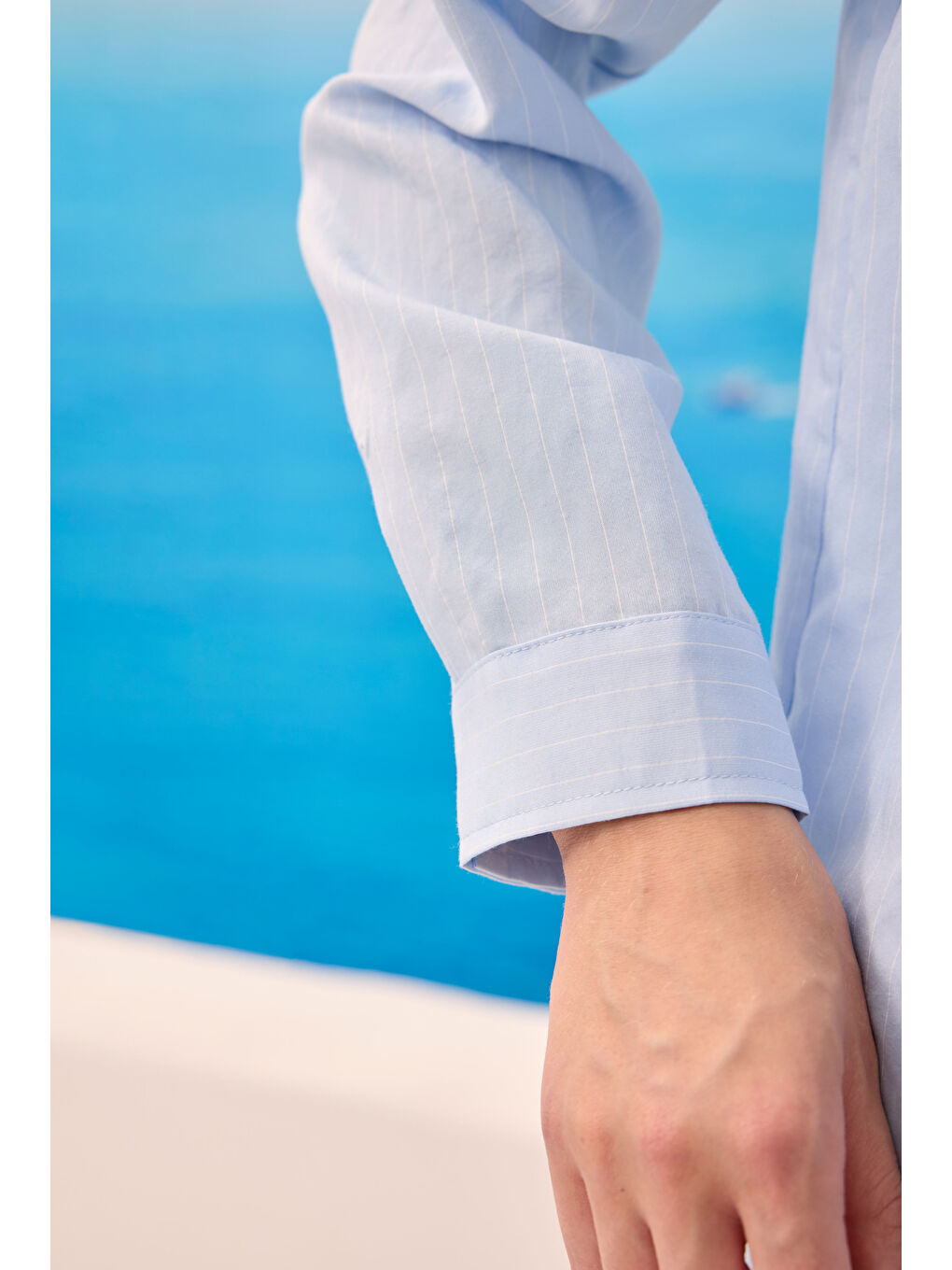 Robası Verev Çizgili Gömlek Açık Mavi-4