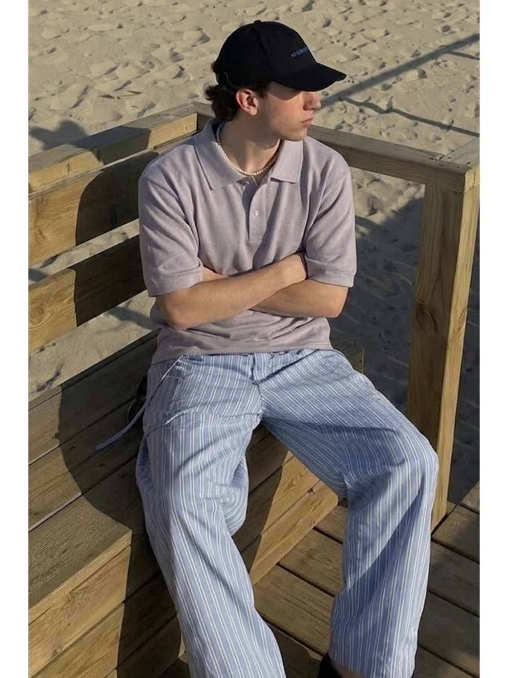 Erkek Casual Rahat Gri Polo Yaka Tişört-1