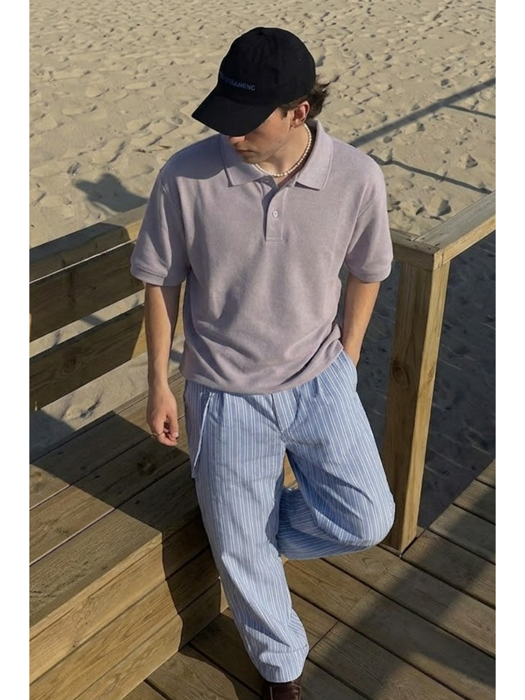 Erkek Casual Rahat Gri Polo Yaka Tişört-2