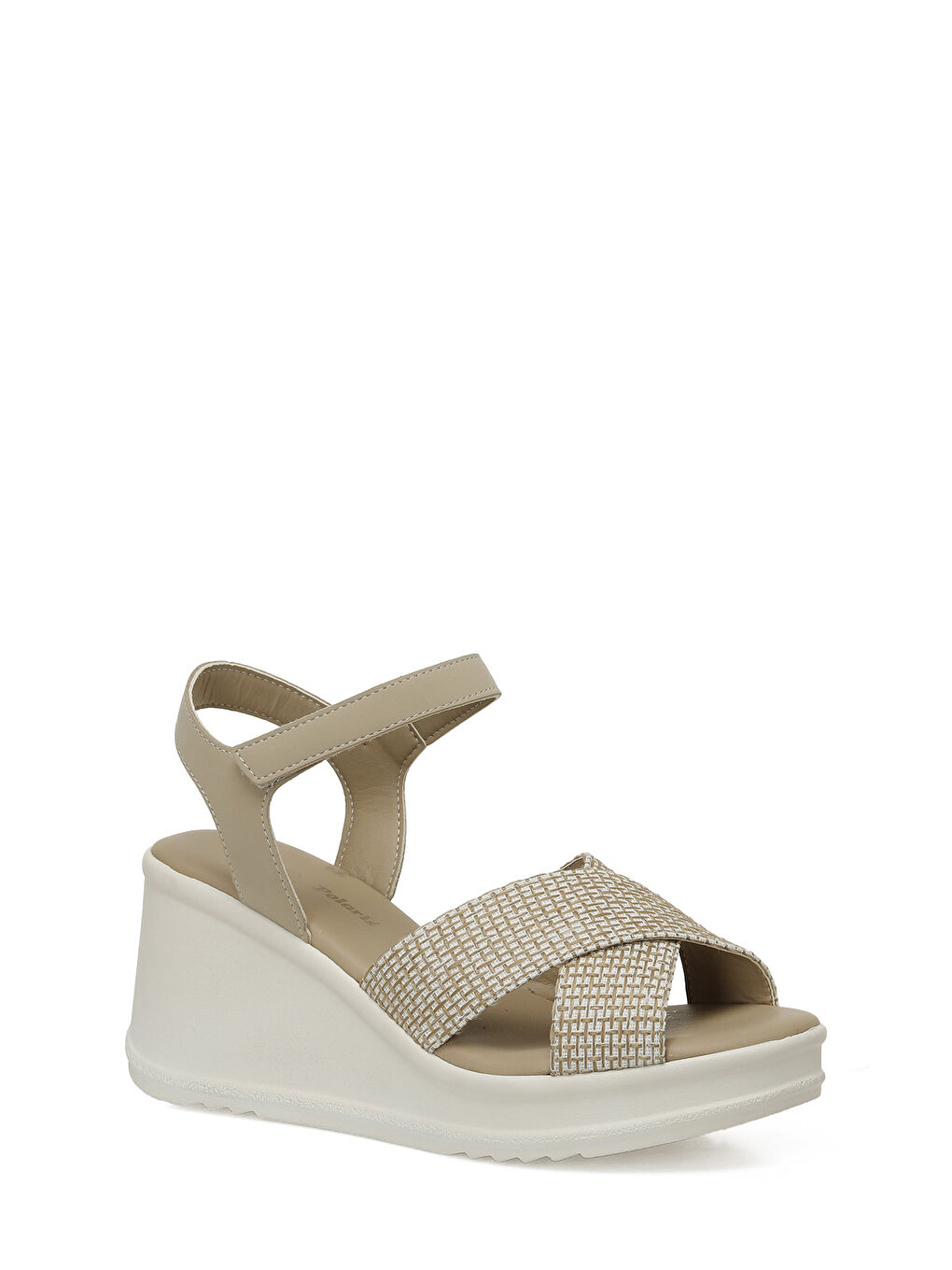 Bej 325071.Z 5FX Krem Kadın Dolgu Topuk Sandalet-1