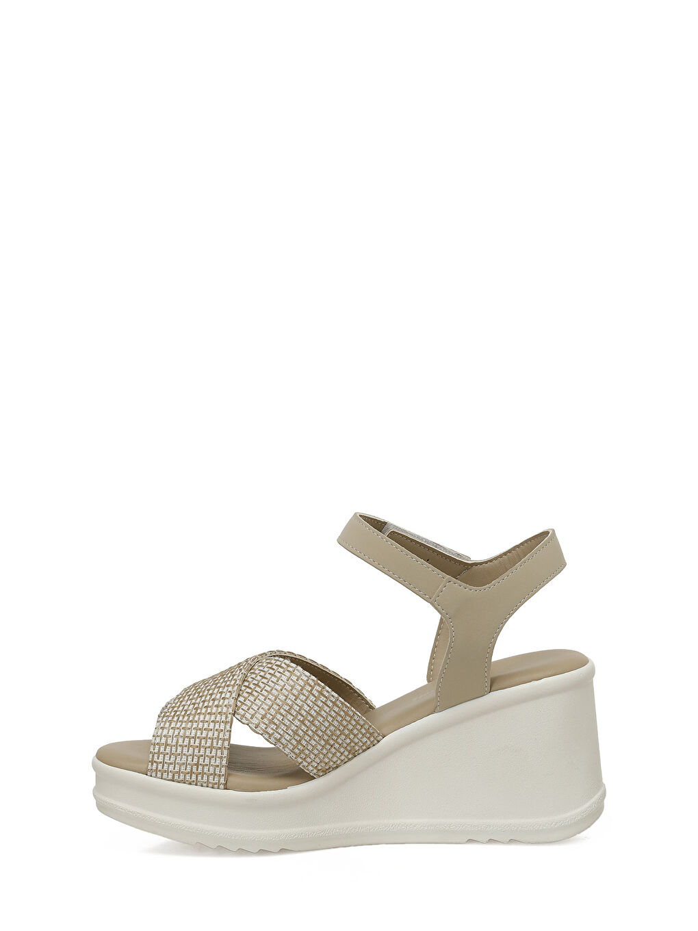 Bej 325071.Z 5FX Krem Kadın Dolgu Topuk Sandalet-2