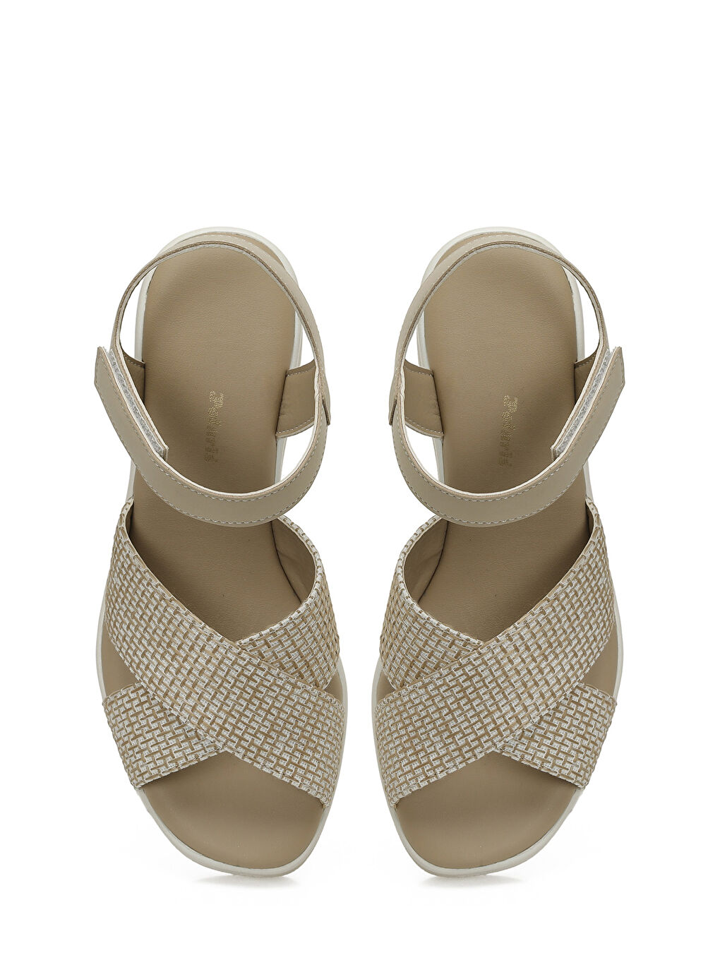 Bej 325071.Z 5FX Krem Kadın Dolgu Topuk Sandalet-3