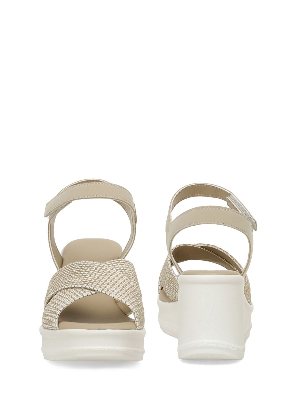 Bej 325071.Z 5FX Krem Kadın Dolgu Topuk Sandalet-4