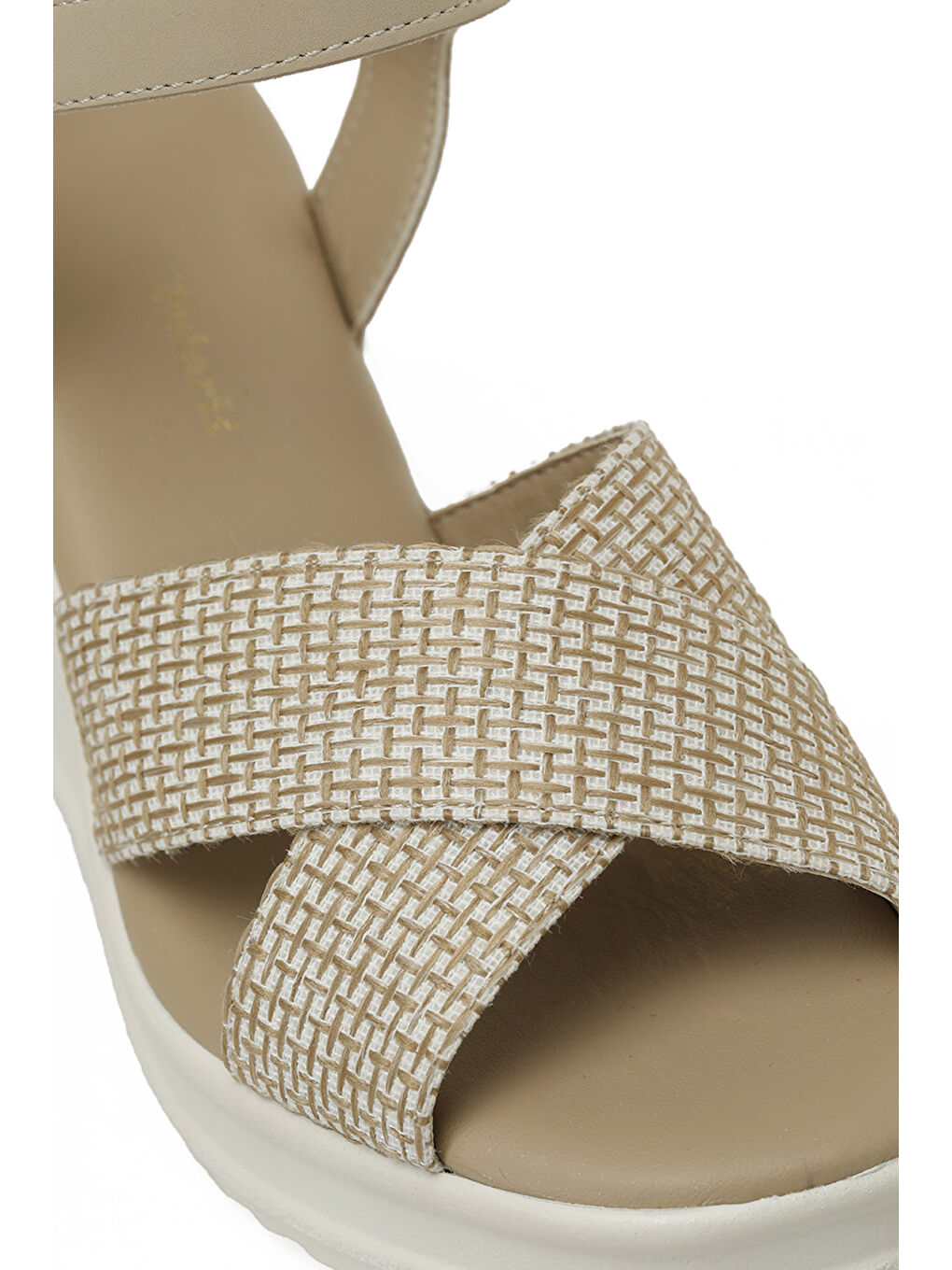 Bej 325071.Z 5FX Krem Kadın Dolgu Topuk Sandalet-6