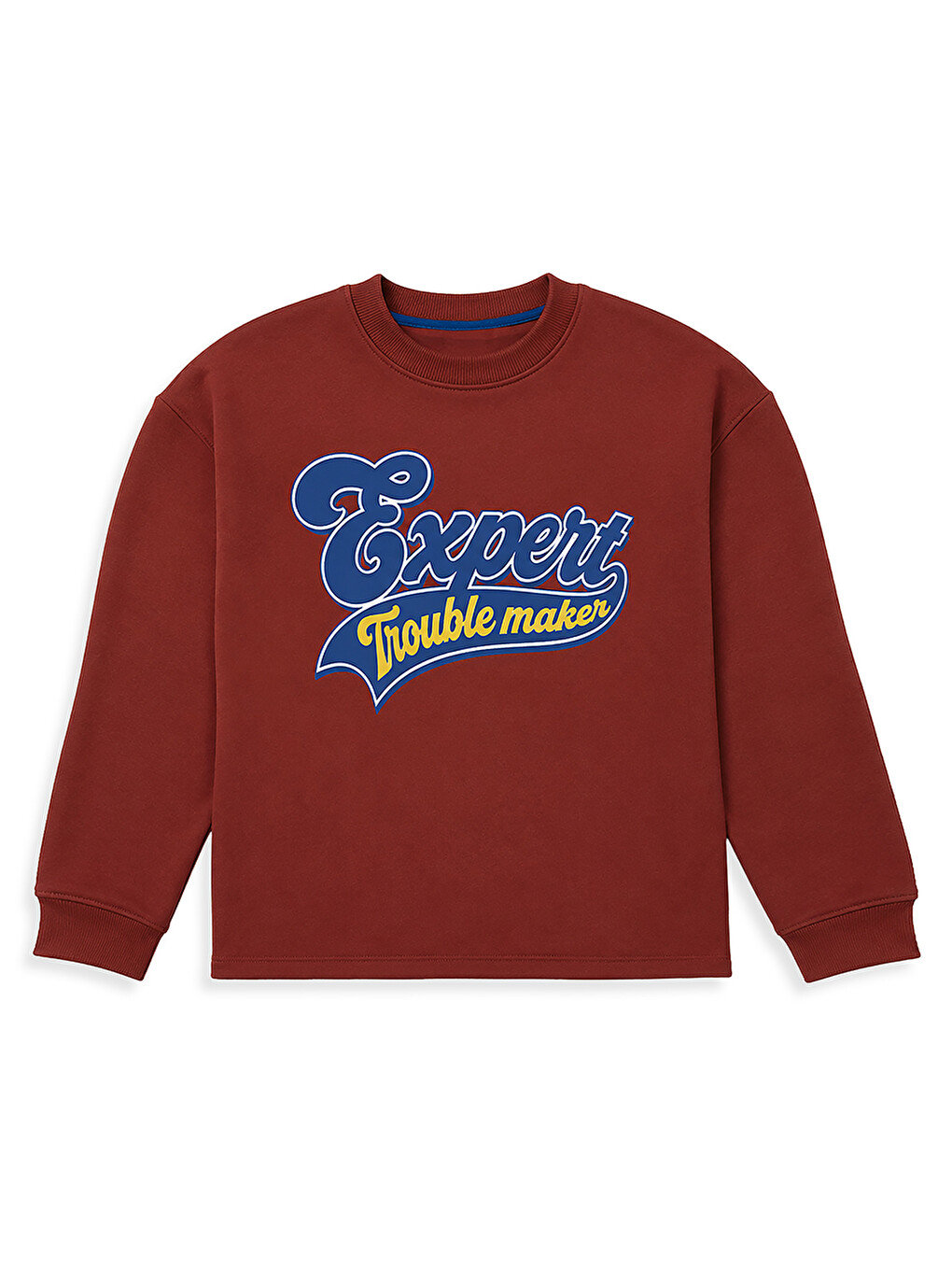 Erkek Çocuk Oversize Bordo Sweatshirt – Kolej Okul Tarzı (6-11 Yaş)