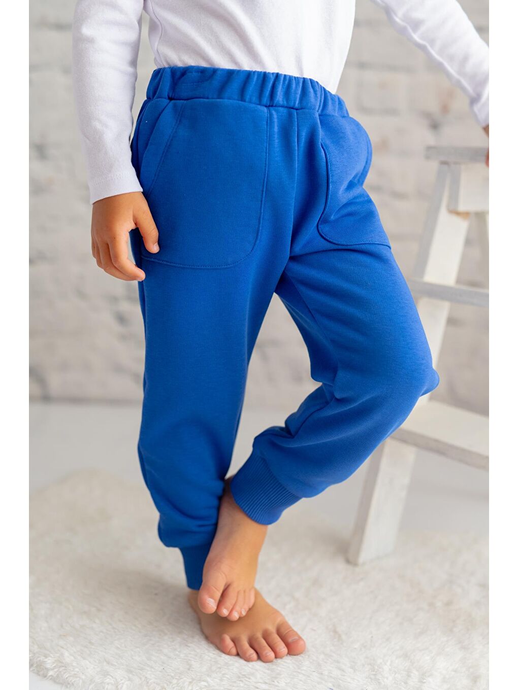 Mavi Unisex Çocuk Cepli Eşofman Altı-1