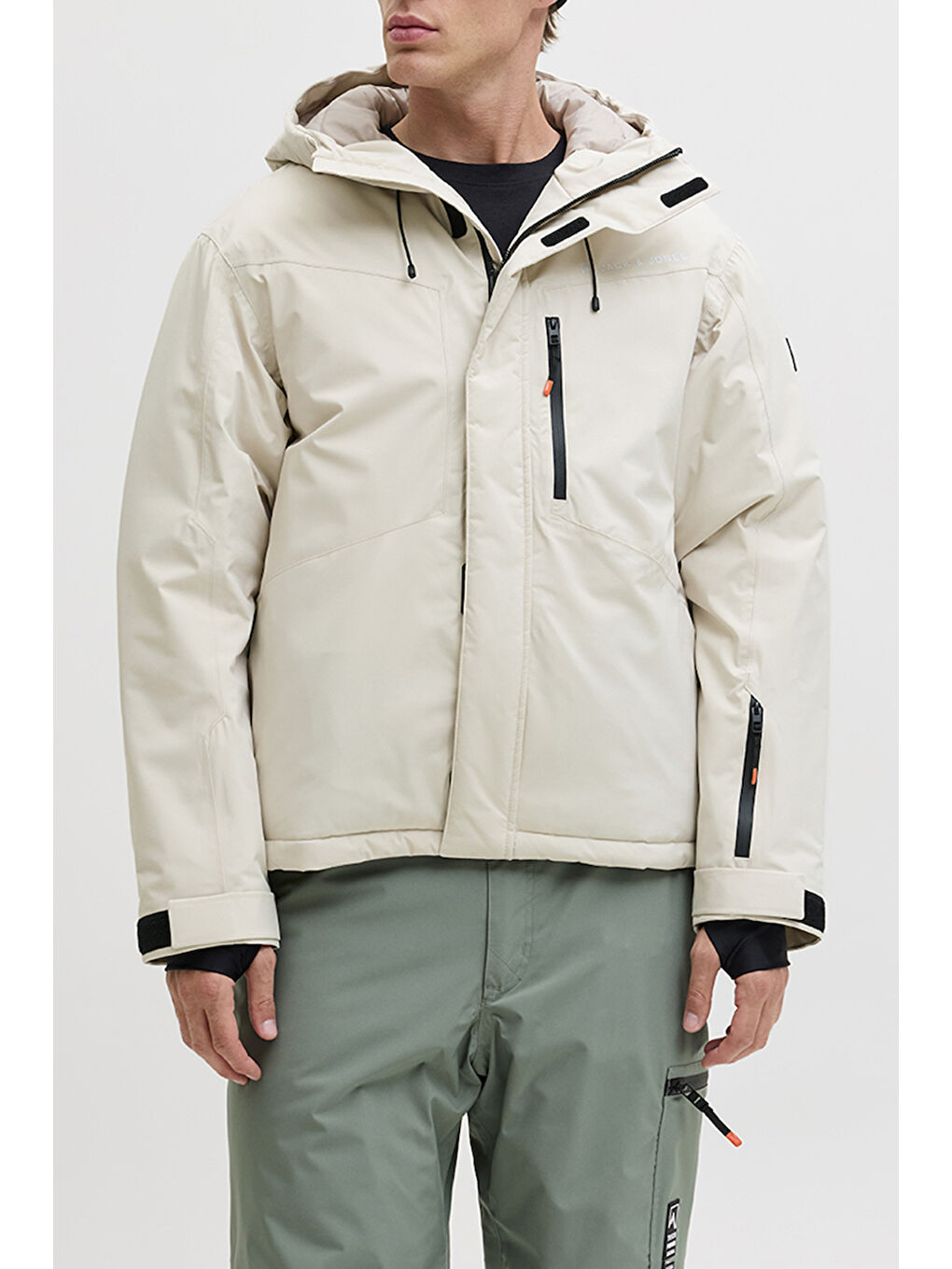 Bej Jjalpes Regular Fit Kapüşonlu Yaka Su Geçirmez Mont 12284649