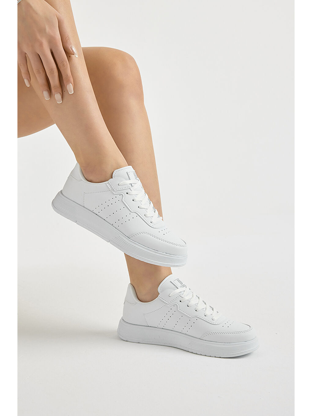 Unisex Beyaz Hafif Faylon Taban Bağcıklı Günlük Spor Ayakkabı