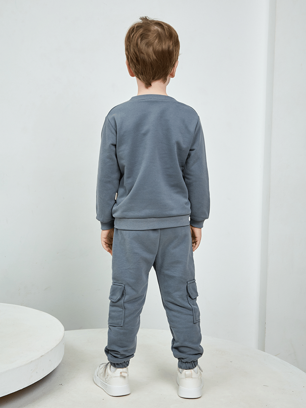 Gri Bisiklet Yaka Erkek Çocuk Basic Sweatshirt ve Eşofman Alt 2'li Takım-9