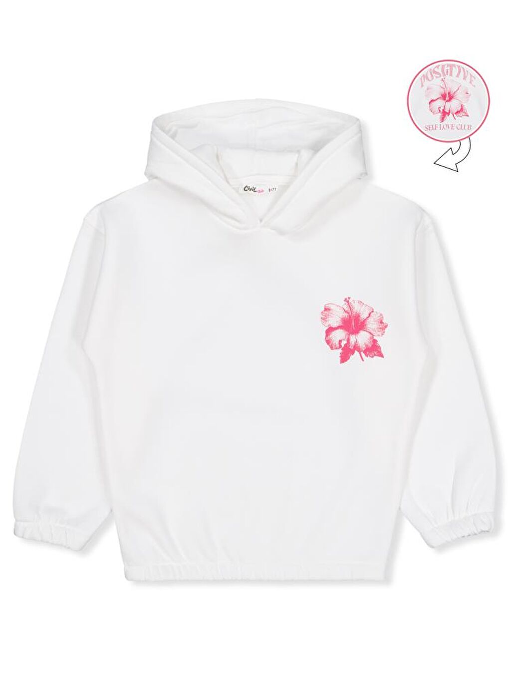 Ekru Girls Çiçek Baskılı 6-9 Yaş Sweatshirt-1