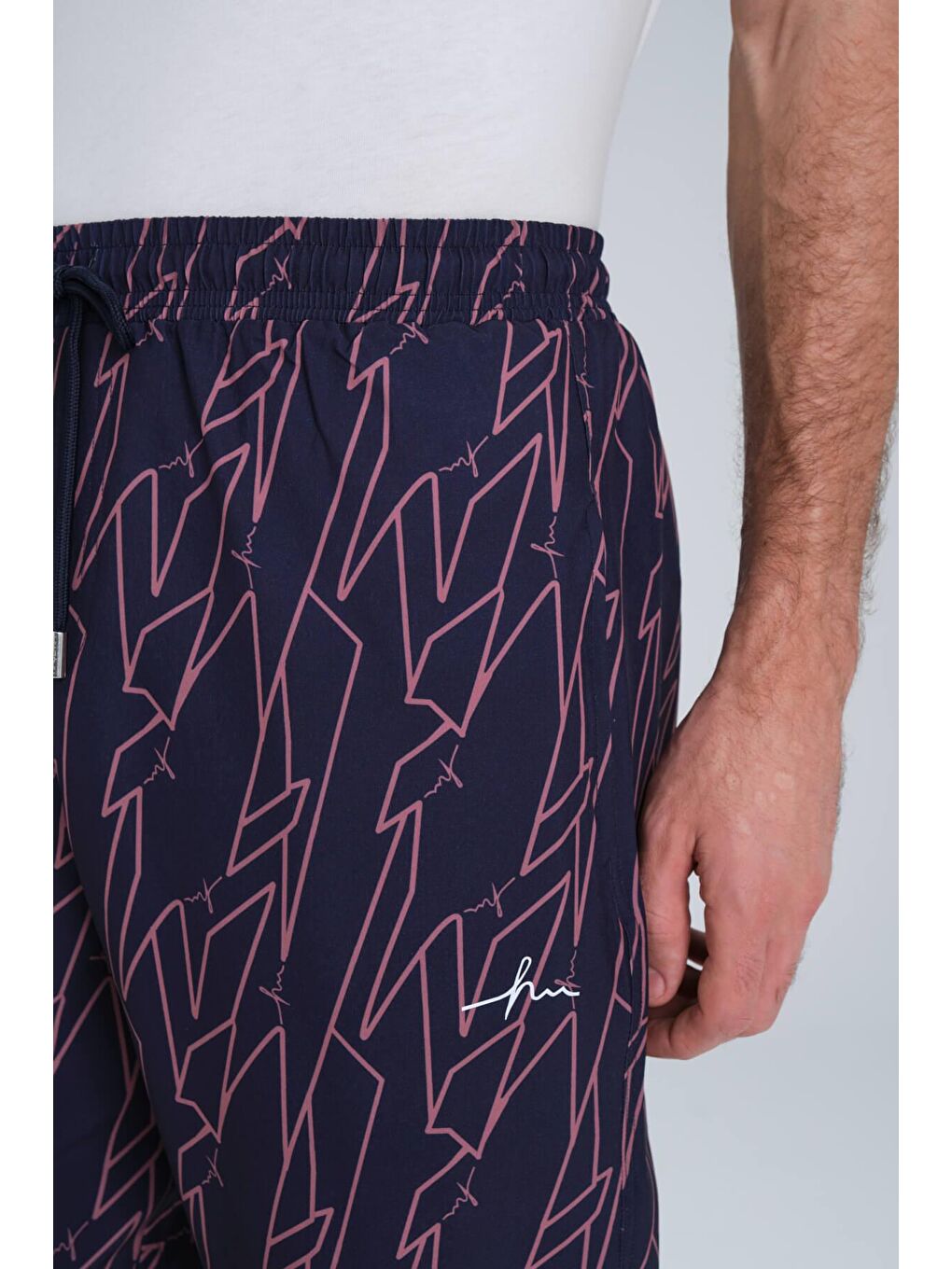 Desenli Lacivert Erkek Uzun Erkek Havuz Ve Deniz Şortu 242-3