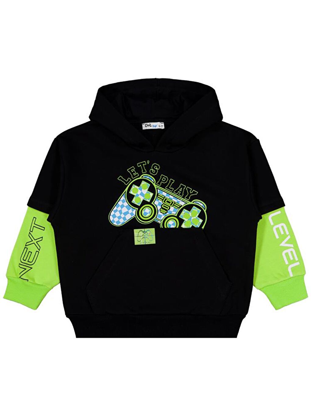 Siyah Boys Lets Play Konsol Baskılı 10-13 Yaş Sweatshirt-1