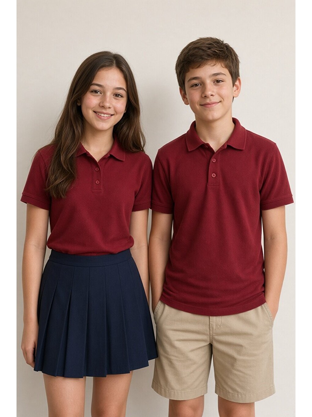 Bordo Kız/erkek Çocuk Polo Yaka Kısa Kol Okul Tişörtü 24797