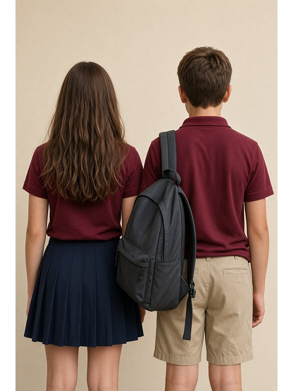 Bordo Kız/erkek Çocuk Polo Yaka Kısa Kol Okul Tişörtü 24797-4