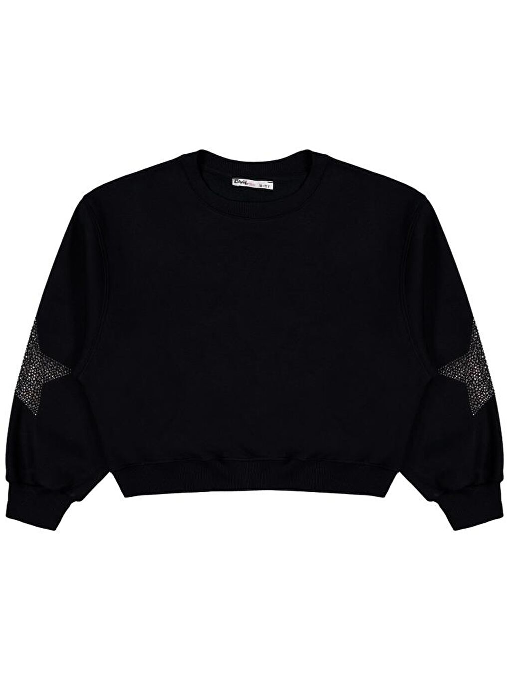 Siyah Girls Taşlı Yıldız Nakışlı 10-13 Yaş Sweatshirt
