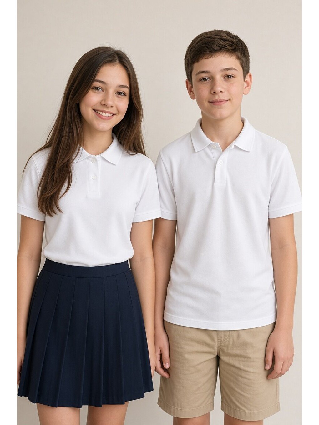 Beyaz Kız/erkek Çocuk Polo Yaka Kısa Kol Okul Tişörtü 24793-1