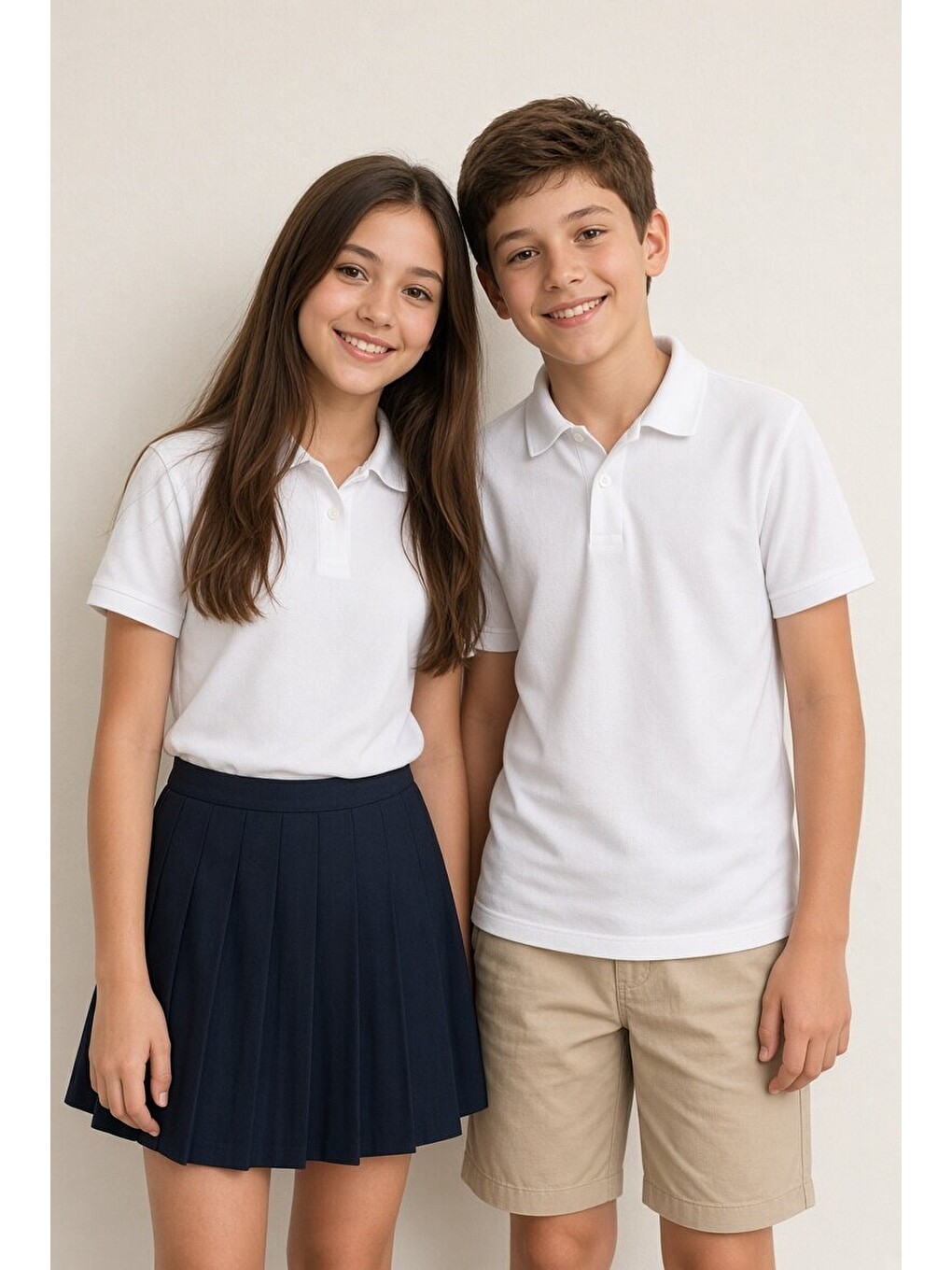 Beyaz Kız/erkek Çocuk Polo Yaka Kısa Kol Okul Tişörtü 24793-3