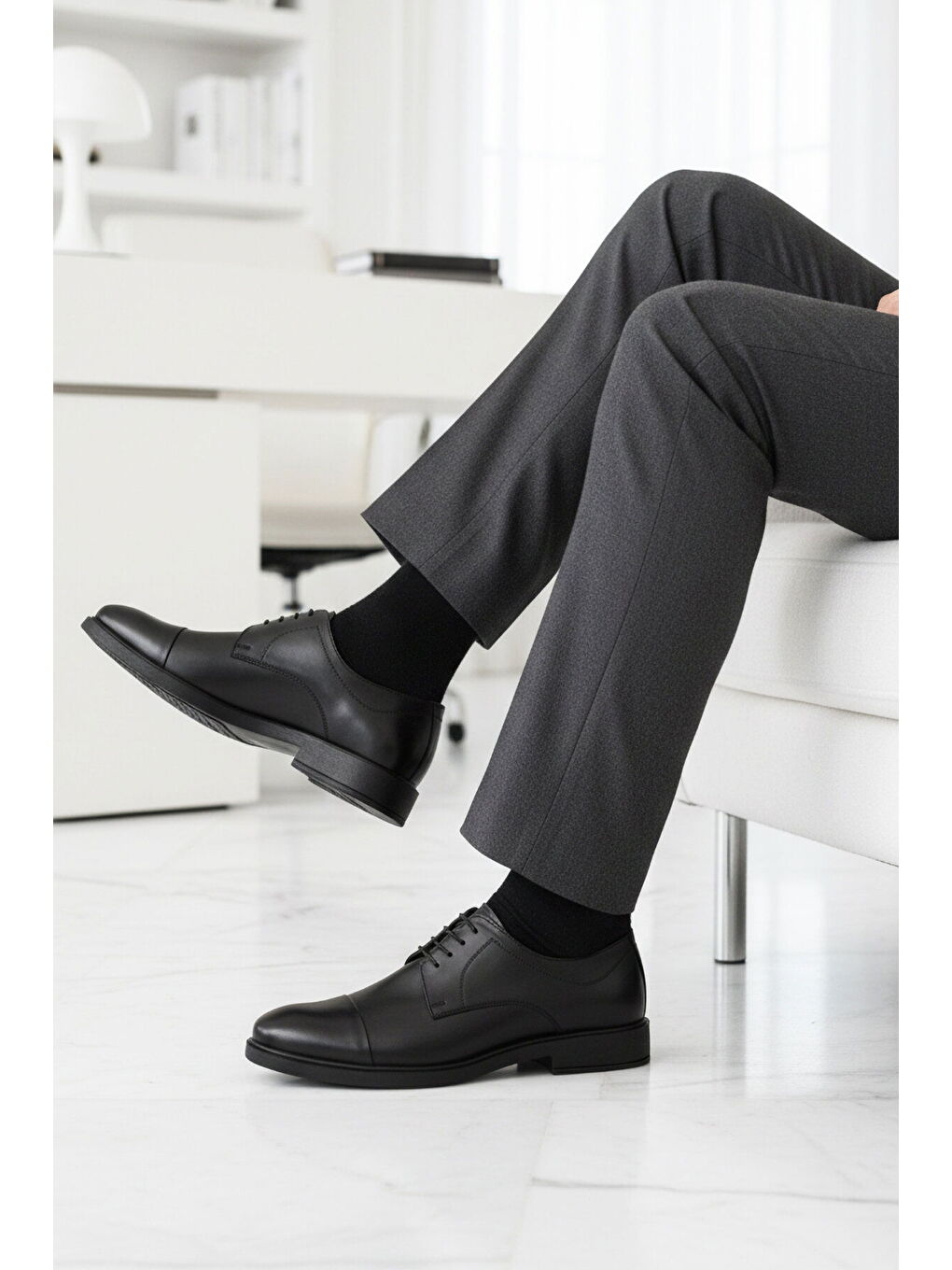 Siyah Hakiki Deri Erkek Klasik Ayakkabı 025 M-2